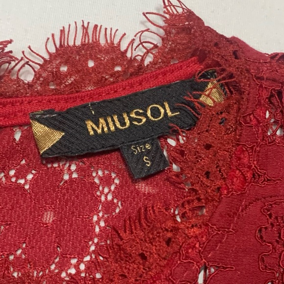 MIUSOL Red Floral Lace Cap Sleeve Cocktail Midi Dress NWT - Size S - Picture 13 of 15